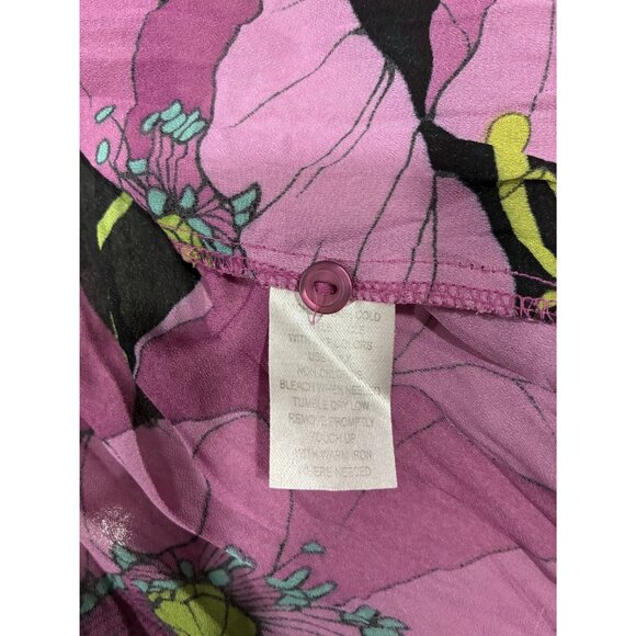 Sunny Leigh Peony Floral Print Blouse Pink Long Sleeve Lightweight Flowy Design - Picture 3 of 8